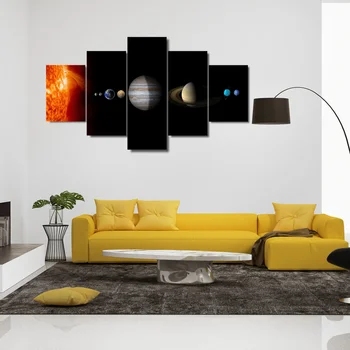Panza de Poze Home Decor Perete Living Art 5 Piese Sistem Solar, Stele, Planete Pictura HD Imprimă Universului Poster(Fara Rama)