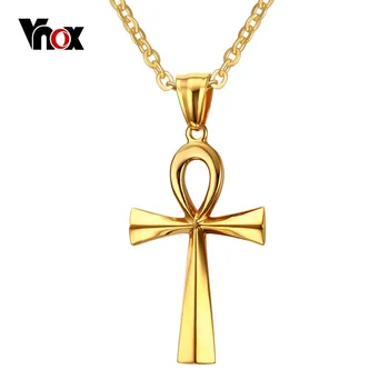 Vnox Retro Colierul Egiptean Cruce Coliere & Pandantive Bijuterii Aur-culoare de Epocă Crux Ansata Rugăciune Bijuterii