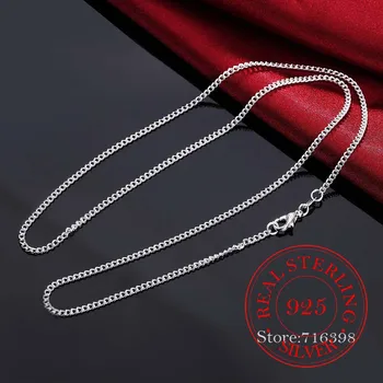 16-30inch Subțire Real Argint 925 2mm partea lanț Colier Femei Copii Fete Copii 40-75cm Bijuterii kolye collares collier