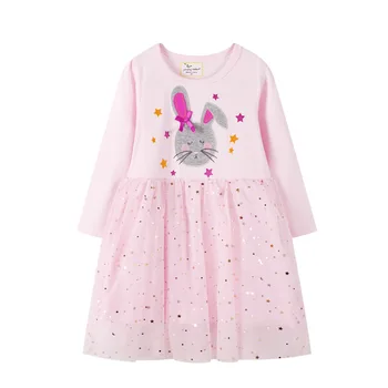 Primăvara Bumbac Copii Rochie cu Animale de Broderie pentru Copii de Toamna pentru Copii Costum de Moda Dress Toddler