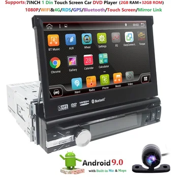 2G+32G 1 Din Radio Auto Android 9.0 Universal de Navigare GPS Bluetooth Touchscreen Wifi Car Audio Stereo camera Auto Multimedia 4G