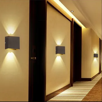 6W lampada LED Aluminiu AC85-265V lumina de perete proiect feroviar Pătrat de perete LED lampa de noptiera dormitor decor de perete arte