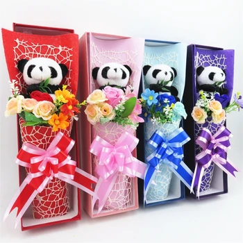 Desene animate Panda de Pluș Buchet de Animale Împăiate Creative Buchet o Cutie-Cadou de Ziua Îndrăgostiților, de Crăciun Cadouri de Absolvire