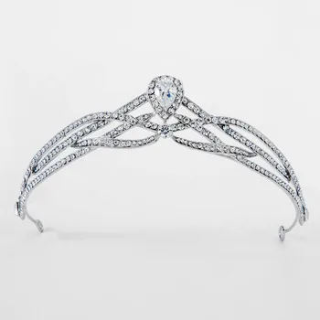 SLBRIDAL Stras de Cristal Cubic Zirconia Nunta Tiara Coroana de Mireasa Accesorii de Par domnisoarele de Onoare Printesa Femei Bijuterii