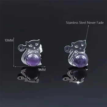 3Pairs Taie Pisica din Oțel Inoxidabil Cristal Violet Stud Cercei Set Femeile de Culoare de Argint Cercei Bijuterii pendientes cristal EXS04