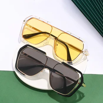 DECI&EI de Moda Supradimensionat ochelari de Soare Patrati Femei Vintage de Designer de Brand-O singură Bucată Gradient de Ochelari de Oameni de Conducere Ochelari de Nuante