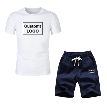 2020 moda de vara casual sport T-shirt costum de moda casual, pantaloni de plajă costum pentru bărbați casual sport plajă două piese de LOGO-ul personalizat