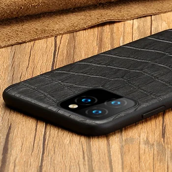 Piele naturala Telefon Caz pentru iPhone 12 11 Pro Max Mini X XR XS 6s 7 8 Plus Textura de Crocodil de Culoare Solidă Moale husa de Protectie