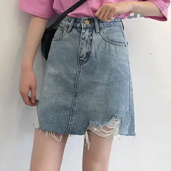 Fuste Femei Denim Plus Dimensiune Solid Butoane Simple Coreeană Stil Harajuku Retro Pachet Șold Subțire Elegant Streetwear Femei De Petrecere A Timpului Liber