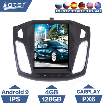 AOTSR 4+128G Tesla Ecran Radio Auto Coche Android 9 Pentru Ford Focus 2011 - 2018 PX6 Player Multimedia Navigatie GPS DSP CarPlay