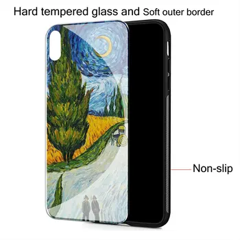 Van Gogh Tardis Capac Sticla pentru iPhone 11 Pro XR X XS Max 7 8 6 6s Plus 5S SE 2020 Caz de Telefon