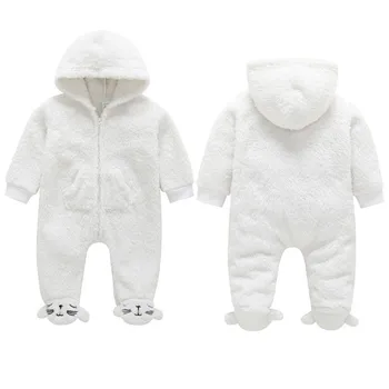 2019 CANIS Brand Băiețel Nou-născut Fete Fuzzy Romper Fermoar Alb de Iarnă Salopeta Costum Haine Cald, Pijamale, Haine