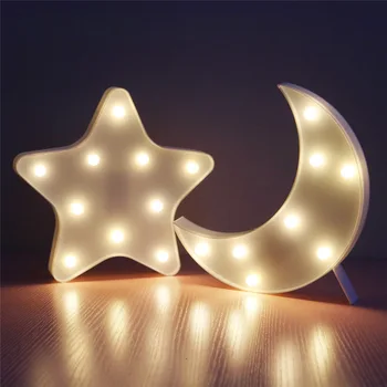 Minunat Led Lumina de Noapte Lampă de Masă File de Stele, Luna Lămpi Romantic 3D Lampă de Perete Marquee Semn pentru copii Copii Cadou Decor Dormitor