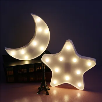 Minunat Led Lumina de Noapte Lampă de Masă File de Stele, Luna Lămpi Romantic 3D Lampă de Perete Marquee Semn pentru copii Copii Cadou Decor Dormitor