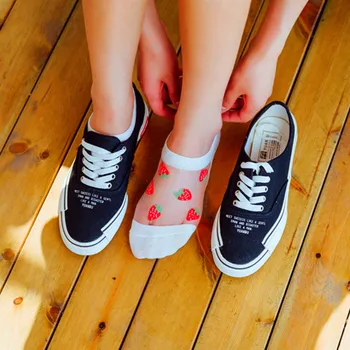 6 Perechi De Șosete Amuzante Femei Casual De Vară Transparente Harajuku Fructe De Imprimare Glezna Șosete Fete De Școală Respirabil Sosete Invizibile
