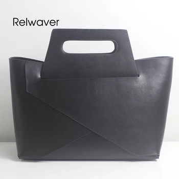 Relwaver femei geanta din piele stil minimalist negru geantă de mână compozit pliere femei designer de umăr, crossbody sac