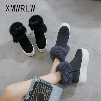 XMWRLW Femei Cizme de Zăpadă În 2020 Iarna din Piele Glezna Cizme Pentru Femei Gros Talpa Indesata Pantofi Doamnelor Cald Iarna Snow Boot