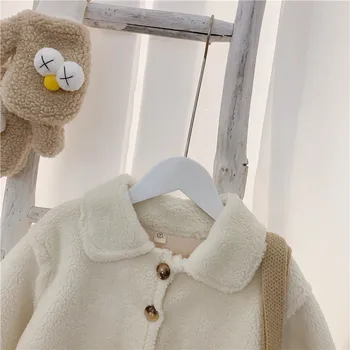 Toamna iarna copii fete copii retro rever single-breasted jachetă de lână de miel haina geaca de copii pentru copii copilul fete uza 1-6Y