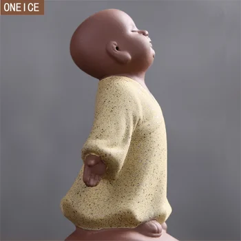 Mini Statuie a lui Buddha Chineză Călugăr, Sculptura, Ceramica Ceremonia Ceaiului accesorii Cadou Home Decor Călugăr Nisip Violet Statuie
