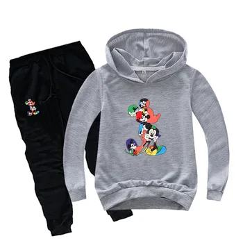 Primăvara Imbracaminte Copii Set Baby Boy Fata de Hanorace Hanorac+Pantaloni 2 buc Haine Sport Costume de Mickey Mouse pentru Copii Copilul Trening