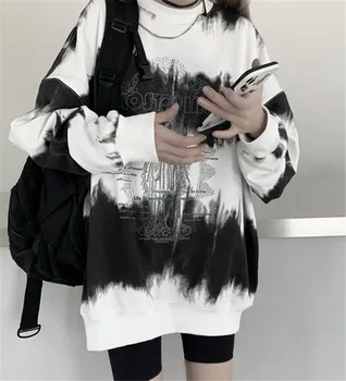 Harajuku Japonia Pierde Kpop Hip Hop De Sex Feminin Toamna Alb-Negru Casual Punk Tricoul Primăvară Rece Hanorac Fete Hanorac Streetwear