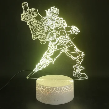 Jocul Overwatch Erou Junkrat Lampa 3D multi-color cu Telecomandă cu baterii veioza Dropshipping Lumina de Noapte Led Lampă Figura