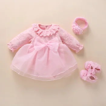 Copilul nou-Născut fată haine si rochii de bumbac stil printesa copii botez rochie 2019 copil botez rochie vestidos 0 3 6 luni