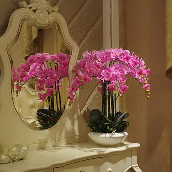 Artificiale de dimensiuni mari PU atingere reală senzație de mână orhidee, aranjament de flori bonsai de flori vaza luxious buchet de flori