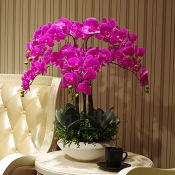 Artificiale de dimensiuni mari PU atingere reală senzație de mână orhidee, aranjament de flori bonsai de flori vaza luxious buchet de flori