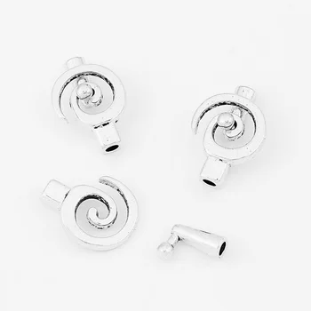 5sets Argint Tibetan/Bronz Moda Spirală Swilr Cârlig Incuietoare Pentru 4mm Rotund Cordon de Piele Brățară Bangle Bijuterii Concluziile