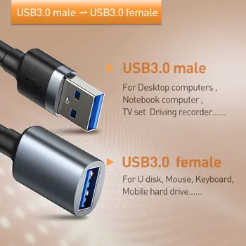 Baseus Cablu de Extensie USB de Tip Masculin la Feminin Extender USB 3.0 Cablu Pentru Smart TV PS4 Xbox SSD 5GB US3.0 Sincronizare De Date Cablul De Sârmă