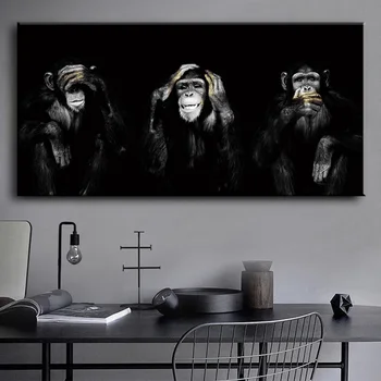 Negru Maimuta Gorila Imagini de Animale Postere de Arta, Printuri Pictura in Ulei pe Panza Imagini de Perete Pentru Camera de zi Acasă Cuadros Decor