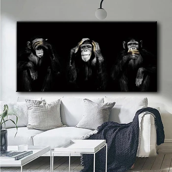 Negru Maimuta Gorila Imagini de Animale Postere de Arta, Printuri Pictura in Ulei pe Panza Imagini de Perete Pentru Camera de zi Acasă Cuadros Decor