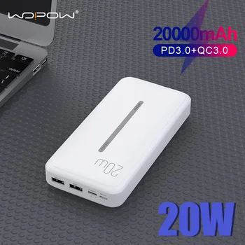 WOPOW Power Bank 20000mAh QC3.0 PD 20W Încărcare Rapidă Poverbank Extern Portabil Încărcător Acumulator Powerbank 20000 mAh pentru Xiaomi