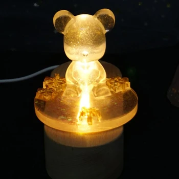 Lemn de Lumină LED Rășină de Artă Dispaly Baza de Cristal de Sticlă Ornament Luminat Stand de Bază de Culoare Aleatorii