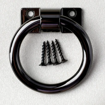 Modern, simplu de montat pe o Suprafață crom argint picătură inel din lemn de mânerul portierei negru strălucitor din lemn scaun canapea trage înapoi buton