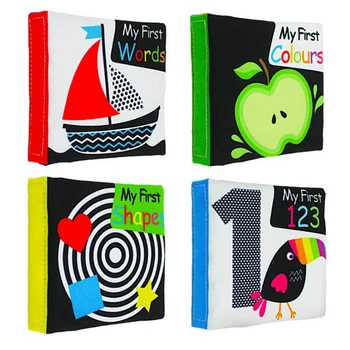 4buc Moale Jucarii pentru Copii Alb/Negru Colorate Cărți pentru Copii de Învățare de Culoare/Forma/Cuvinte/Numărul Dezvoltarea Inteligenței Jucării Toddler