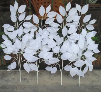 O duzină artificial alb banyan frunze de nunta sărbătoare festivalul de fundal drum led DIY acasă decorative de flori false