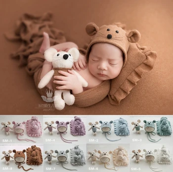 4buc/set Nou-născut Recuzită Fotografie Copil Mouse-Folie Set,Animal Baby Wrap pentru Studio Foto Copii Accesorii de Fotografiere