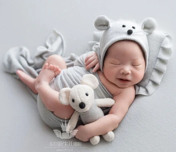 4buc/set Nou-născut Recuzită Fotografie Copil Mouse-Folie Set,Animal Baby Wrap pentru Studio Foto Copii Accesorii de Fotografiere