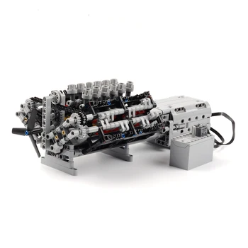 851Pcs MOC Variabilă Viteza de Mișcare a Motorului Cărămizi Motor V12 Building Block Model de Mici Particule Motor Jucărie de Învățământ Devreme Jucărie