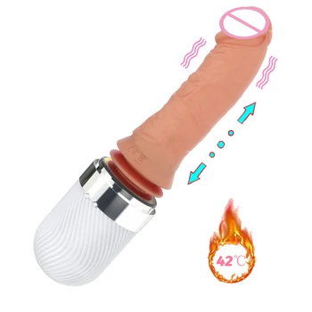 Realist Telescopic Dildo Vibrator Pentru Femeie Încălzire Anal Plug G spot Penis Vibtrator Intim Bunuri Adulti Jucarii Sexuale Pentru Femei
