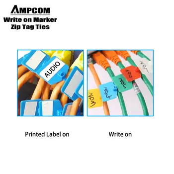 AMPCOM Nailon Cablu Legături cu Marker, cu Auto-Blocare Scris-pe Cablu Mark Legături 4.72 din 5 Culori/ 100BUC