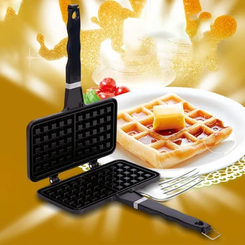 Filtru de tort Non Stick Fier Waffle Dreptunghi Bucătărie Instrument de Luare Aragaz Apăsați Placa Tava de Copt DIY din Aliaj de Aluminiu Agățat Gaura