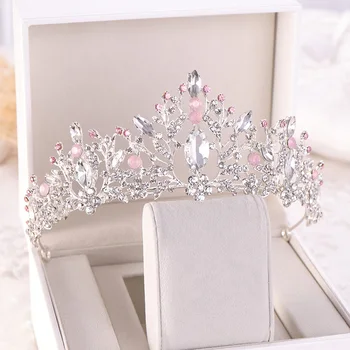 Nunta Tiara Coroana de Argint de culoare Baroc Stras de Cristal Mireasa Crown Cap de Bijuterii de Mireasa Headpiec Nunta Accesorii de Par