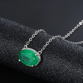 Funmode Formă Ovală Alb Aur de Culoare Lanț de Link-ul Verde CZ Farmecul Colier Pandantiv Pentru Femei Rochie Accesorii bijoux femme FN100
