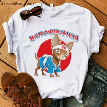 Îmi PLACE CHIHUAHUA, câine drăguț 2019 femei de moda de imprimare tricou de vara cu maneci scurte femei vogue streetwear O-gât chihuahua topuri tee