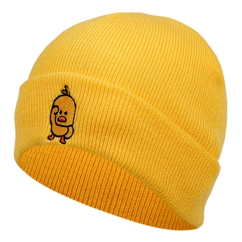 Casual Pic de rață galben beanie Hat pentru Barbati femei Hip Hop Tricotate pălării de lână capac Iarnă în aer liber cald schi pălării Pălării Chelioși