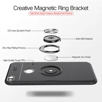 360 Rotativ De Metal Magnetic Inel De Silicon De Caz Pentru Huawei P8 P9 Lite 2017 Onoarea 8 Lite Y9 2018 Bucurați-Vă De 8 Plus Magnet Titularul Coque
