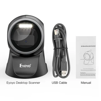 Eyoyo 1D 2D Desktop Scanner de coduri de Bare, cu Automate de Detectare Scanare Omnidirecțională Hands-Free Cititor de coduri de Bare QR Platforma de Scanare
